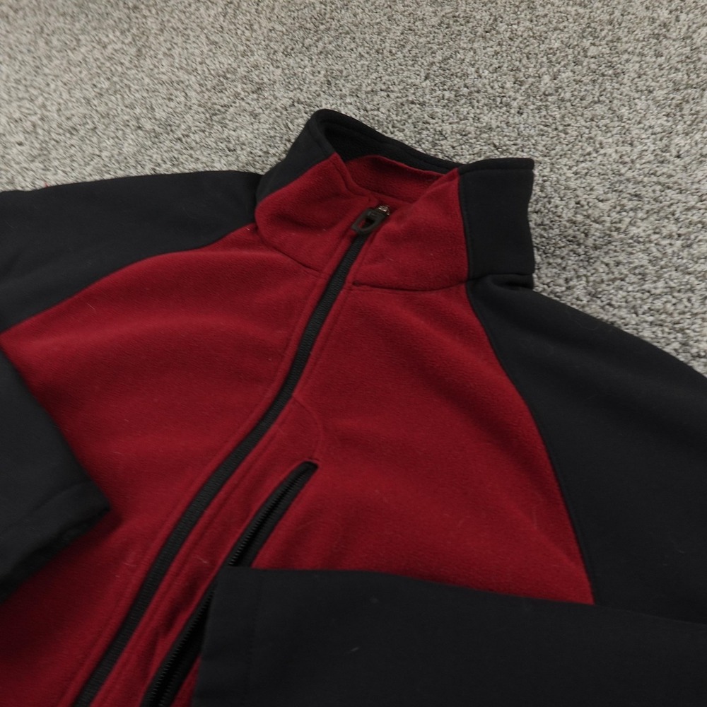 VTG Nike Jacket Mens M Red Black Fleece AeroLoft Softshell Full Zip Coat Y2K 00s